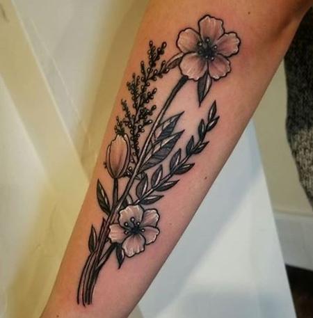 Cody Cook - Black and Gray Flower Tattoos
